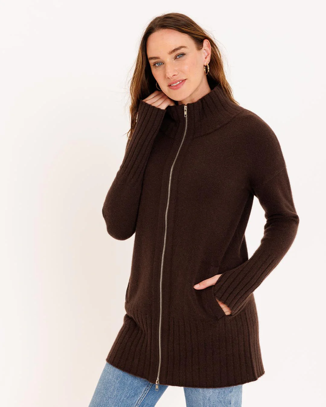 Cashmere Zip Up Cardigan - Image 4