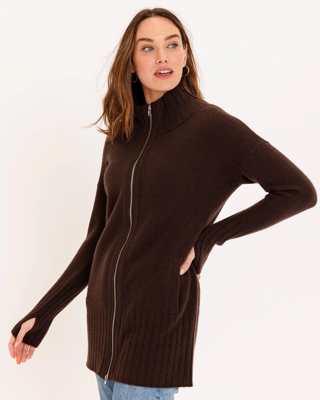 Cashmere Zip Up Cardigan - Image 5