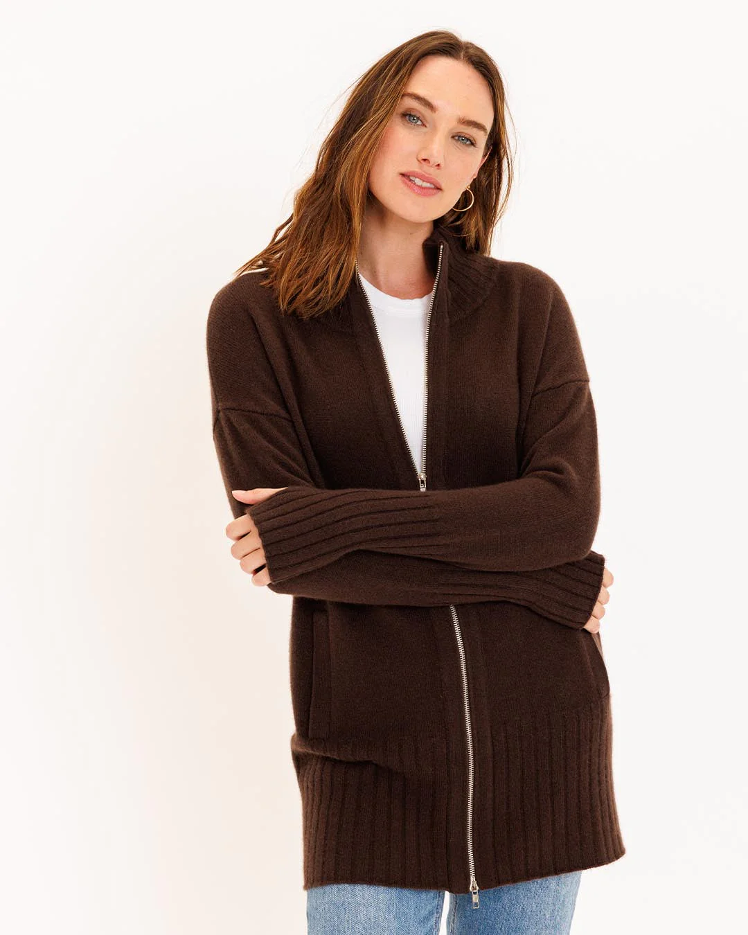 Cashmere Zip Up Cardigan - Image 7