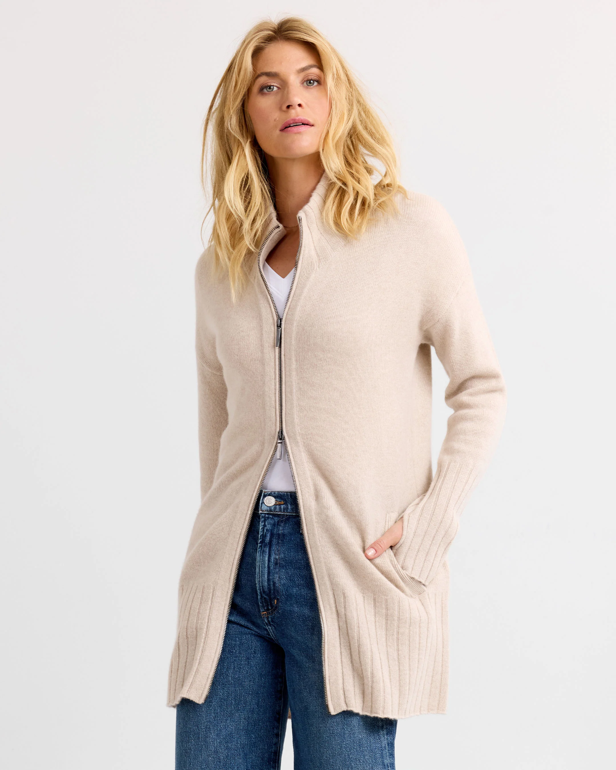 Cashmere Zip Up Cardigan - Image 5