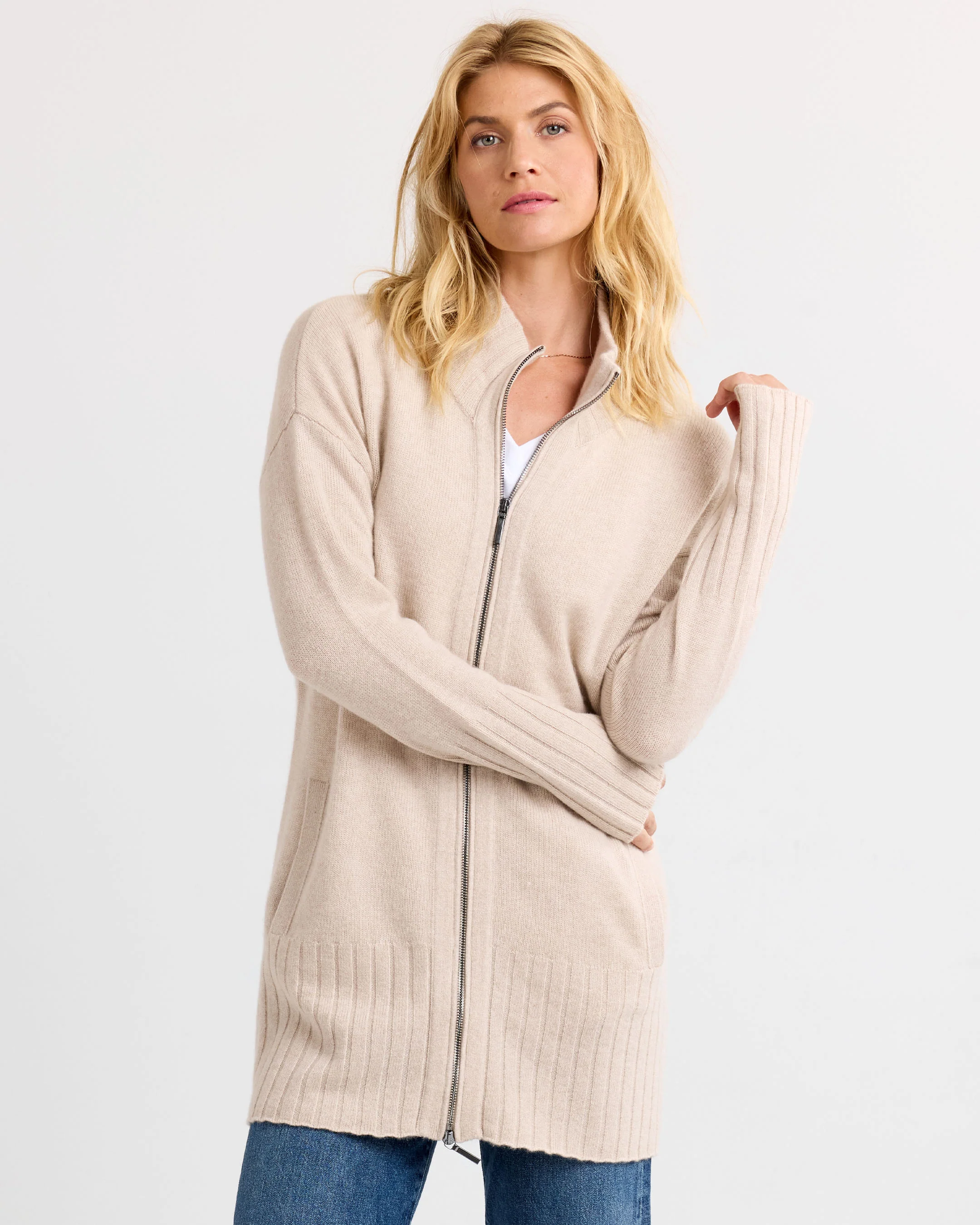 Cashmere Zip Up Cardigan - Image 9