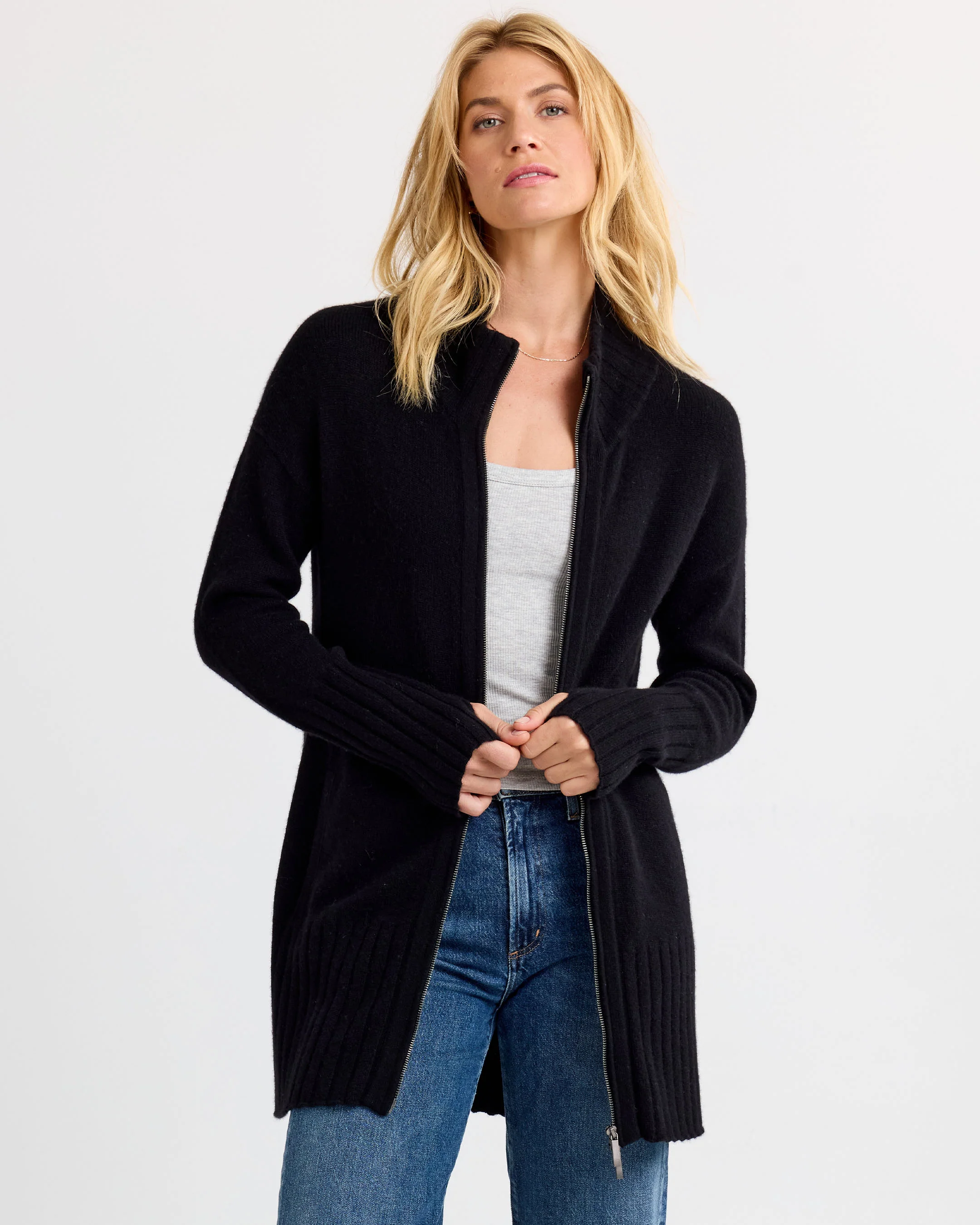 Cashmere Zip Up Cardigan - Image 7