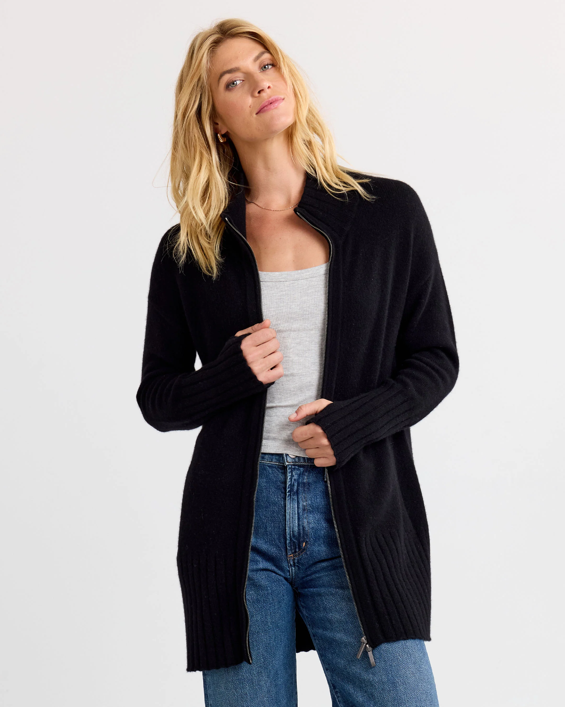 Cashmere Zip Up Cardigan - Image 8